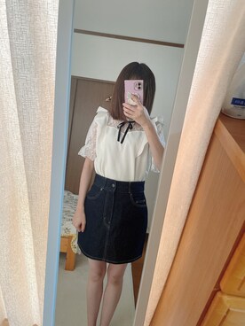 「evelyn（evelyn）のアイテム（トップス、ホワイト系）」を使った、e r i k aさん（レディース・152cm）の秋コーディネート
