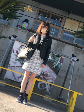 「one after another NICE CLAUP（ワンアフターアナザーナイスクラップ）のアイテム（ライダースジャケット）」を使った、e r i k aさん（レディース・152cm）の冬コーディネート