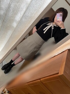 「INGNI（イング）のアイテム（ニット/セーター、ブラック系）」を使った、e r i k aさん（レディース・152cm）の冬コーディネート
