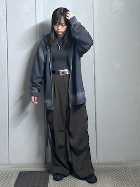 「JUNRED（ジュンレッド）のアイテム（パーカー）」を使った、KONOMIさん（レディース・158cm）の秋コーディネート