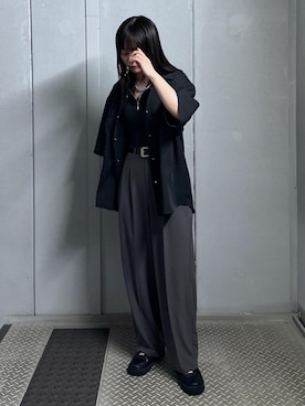 「JUNRED（ジュンレッド）のアイテム（スラックス）」を使った、KONOMIさん（レディース・158cm）の夏コーディネート