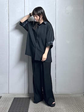 「JUNRED（ジュンレッド）のアイテム（スラックス）」を使った、KONOMIさん（レディース・158cm）の夏コーディネート