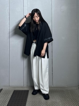 「JUNRED（ジュンレッド）のアイテム（スラックス）」を使った、KONOMIさん（レディース・158cm）の夏コーディネート
