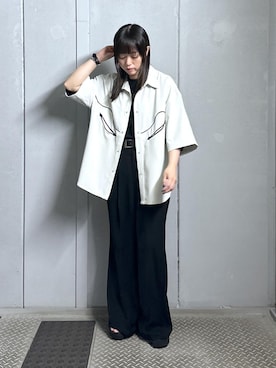 「JUNRED（ジュンレッド）のアイテム（スラックス）」を使った、KONOMIさん（レディース・158cm）の夏コーディネート