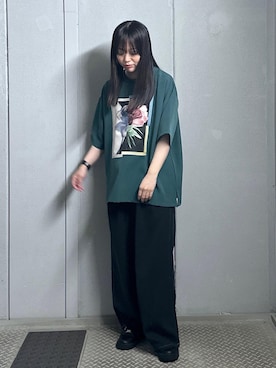 「JUNRED（ジュンレッド）のアイテム（スラックス）」を使った、KONOMIさん（レディース・158cm）の春コーディネート