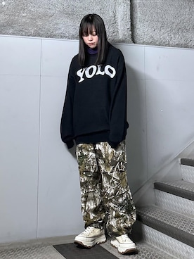 「re_k by JUNRED（レクバイジュンレッド）のアイテム（ニット/セーター）」を使った、KONOMIさん（レディース・158cm）の冬コーディネート