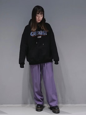 「ODD STUDIO（オッドスタジオ）のアイテム（パーカー）」を使った、KONOMIさん（レディース・158cm）の冬コーディネート
