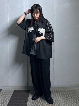 「JUNRED（ジュンレッド）のアイテム（スラックス）」を使った、KONOMIさん（レディース・158cm）の夏コーディネート
