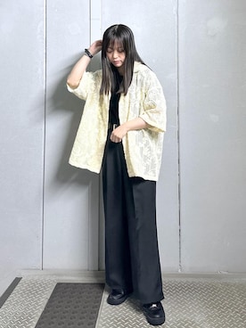 「JUNRED（ジュンレッド）のアイテム（スラックス）」を使った、KONOMIさん（レディース・158cm）の夏コーディネート