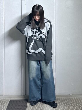 「JUNRED（ジュンレッド）のアイテム（パンツ）」を使った、KONOMIさん（レディース・158cm）の冬コーディネート