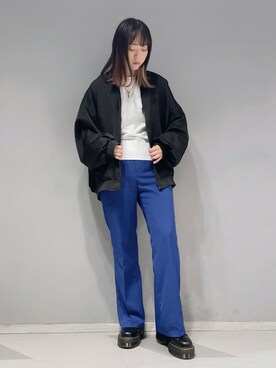 「JUNRED（ジュンレッド）のアイテム（MA-1）」を使った、KONOMIさん（レディース・158cm）の秋コーディネート