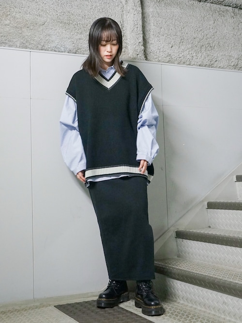 Mr.SZK × JUNRed / オーバーサイズ チルデンニットベスト（ベスト