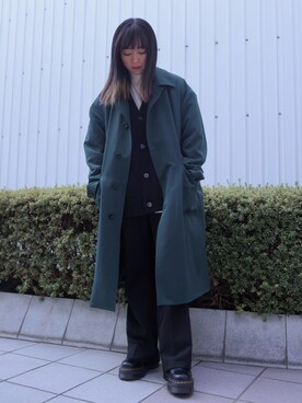 「JUNRED（ジュンレッド）のアイテム（ステンカラーコート）」を使った、KONOMIさん（レディース・158cm）の冬コーディネート