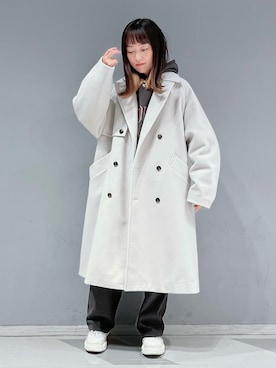 「JUNRED（ジュンレッド）のアイテム（トレンチコート）」を使った、KONOMIさん（レディース・158cm）の冬コーディネート