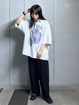 「JUNRED（ジュンレッド）のアイテム（スラックス）」を使った、KONOMIさん（レディース・158cm）の夏コーディネート