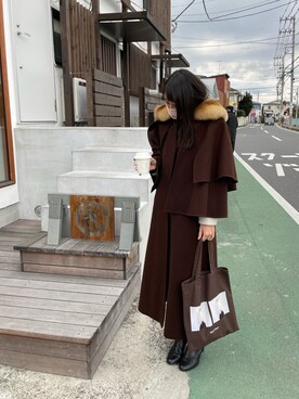 「Piedi Nudi（ピエディヌーディ）のアイテム」を使った、よしまるさん（レディース・160cm）の冬コーディネート