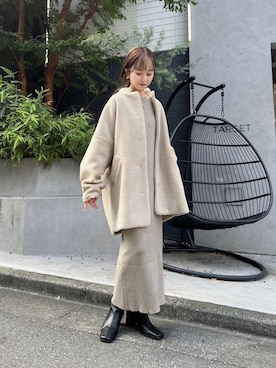 「マイベストコーデ2022」｜「アイテム（その他アウター）」を使った、N a n a m iさん（レディース・156cm）の冬コーディネート