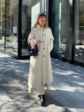 「CAPRICIEUX LE'MAGE（カプリシューレマージュ）のアイテム（ステンカラーコート）」を使った、N a n a m iさん（レディース・156cm）の秋コーディネート