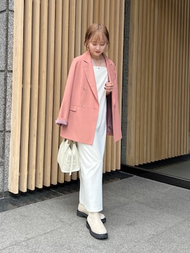 テーラードジャケット ピンク系 を使った人気ファッションコーディネート Wear