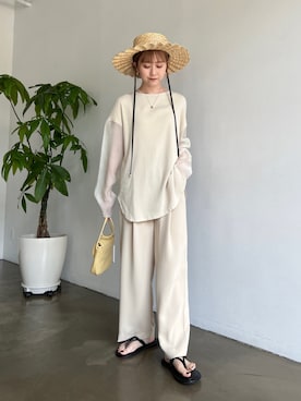 「イエローコーデ」｜「アイテム（その他）」を使った、N a n a m iさん（レディース・156cm）の春コーディネート