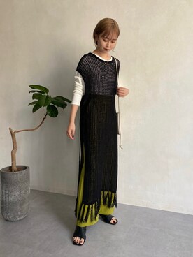 「ピスタチオ」｜「アイテム（スラックス）」を使った、N a n a m iさん（レディース・156cm）の春コーディネート