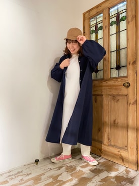 「シアタープロダクツ(THEATRE PRODUCTS)」｜「アイテム（キャップ）」を使った、mizukiさん（レディース・157cm）の冬コーディネート