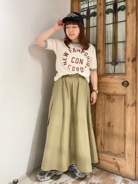 「シアタープロダクツ(THEATRE PRODUCTS)」｜「アイテム（帽子）」を使った、mizukiさん（レディース・157cm）の夏コーディネート