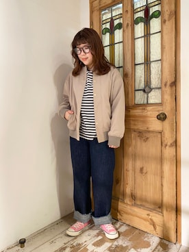 「PUAL CE CIN（ピュアルセシン）のアイテム（ブルゾン）」を使った、mizukiさん（レディース・157cm）の春コーディネート