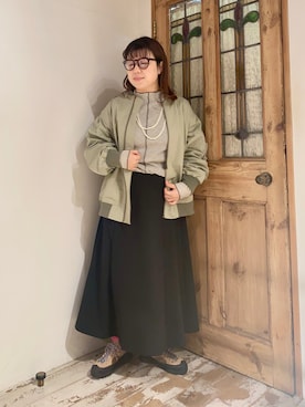 「PUAL CE CIN（ピュアルセシン）のアイテム（MA-1）」を使った、mizukiさん（レディース・157cm）の冬コーディネート