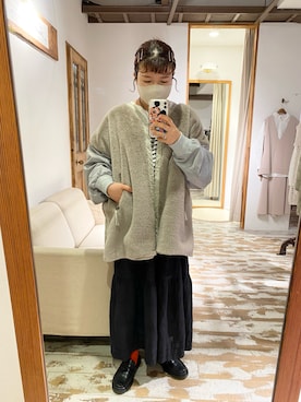 「ティアードスカート」｜「アイテム（ミリタリージャケット）」を使った、mizukiさん（レディース・157cm）の秋コーディネート