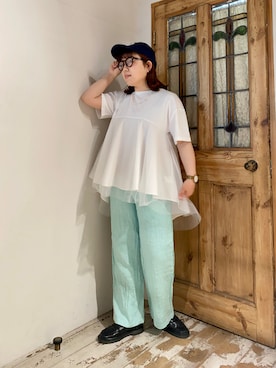 「シアタープロダクツ(THEATRE PRODUCTS)」｜「アイテム（帽子）」を使った、mizukiさん（レディース・157cm）の春コーディネート