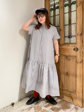 「シアタープロダクツ(THEATRE PRODUCTS)」｜「アイテム（帽子）」を使った、mizukiさん（レディース・157cm）の春コーディネート