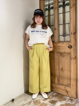 「シアタープロダクツ(THEATRE PRODUCTS)」｜「アイテム（帽子）」を使った、mizukiさん（レディース・157cm）の春コーディネート