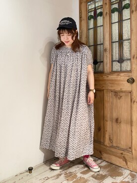 「シアタープロダクツ(THEATRE PRODUCTS)」｜「アイテム（帽子）」を使った、mizukiさん（レディース・157cm）の春コーディネート