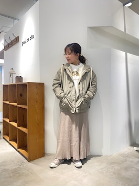 「リブニット」｜「アイテム（スウェット）」を使った、shooojiさん（レディース・150cm）の冬コーディネート