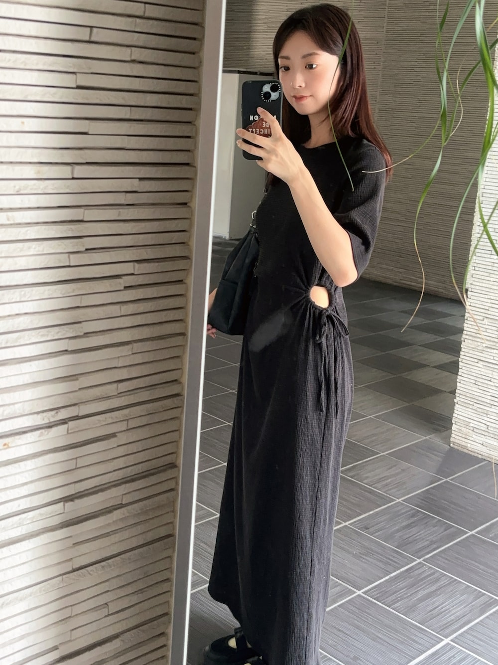 beauty&youth サイドホール ショートスリーブワンピース black BEAUTY＆YOUTH UNITED ARROWS ワンピース サイドホール ショート