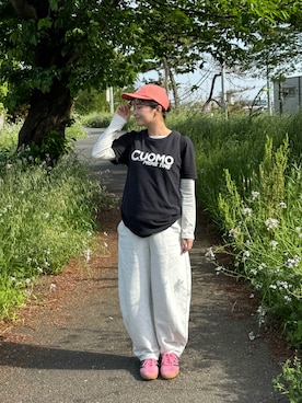 「Supreme （シュプリーム）のアイテム（帽子）」を使った、はるかさん（レディース・156cm）の春コーディネート