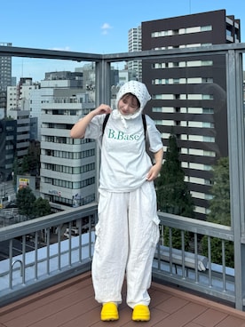 「スカーフ」｜「アイテム（トップス）」を使った、はるかさん（レディース・156cm）の夏コーディネート