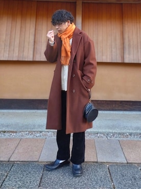 「CASPER JOHN（キャスパージョン）のアイテム（チェスターコート）」を使った、しょーわさん（メンズ・168cm）の冬コーディネート