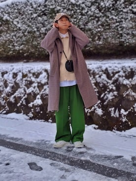 「EMMA CLOTHES（エマクローズ）のアイテム（ステンカラーコート）」を使った、しょーわさん（メンズ・168cm）の冬コーディネート