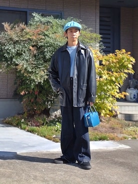 「アイテム（Tシャツ/カットソー、ブルー系）」を使った、しょーわさん（メンズ・168cm）の秋コーディネート
