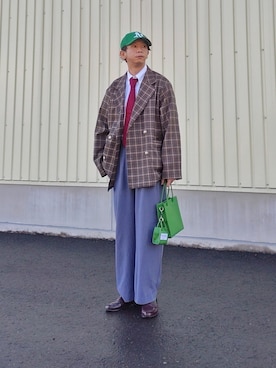 「チェック柄に恋してる」｜「アイテム（ジャケット/アウター）」を使った、しょーわさん（メンズ・168cm）の春コーディネート