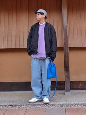 「URBAN RESEARCH Sonny Label（アーバンリサーチサニーレーベル）のアイテム（MA-1）」を使った、しょーわさん（メンズ・168cm）の春コーディネート
