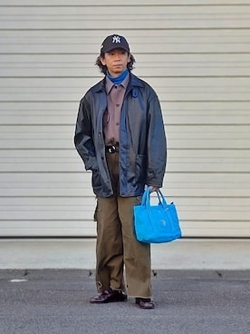 「タックイン」｜「アイテム（カバーオール）」を使った、しょーわさん（メンズ・168cm）の冬コーディネート