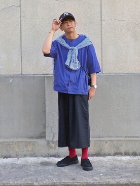 「BASQUE magenta（バスクマゼンタ）のアイテム（パンツ）」を使った、しょーわさん（メンズ・168cm）の夏コーディネート