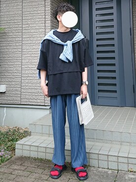 「Adoon plain（アドーンプレーン）のアイテム（バッグ）」を使った、しょーわさん（メンズ・168cm）の夏コーディネート