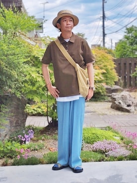 「URBAN RESEARCH ROSSO MEN（アーバンリサーチロッソメン）の『XLサイズあり』『抗菌/防臭』ハイパフォーマンスコットン天竺ポロシャツ（ポロシャツ）」を使った、しょーわさん（メンズ・168cm）の夏コーディネート