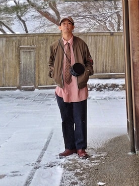「URBAN RESEARCH Sonny Label（アーバンリサーチサニーレーベル）のアイテム（MA-1）」を使った、しょーわさん（メンズ・168cm）の冬コーディネート