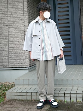 「Adoon plain（アドーンプレーン）のアイテム（バッグ）」を使った、しょーわさん（メンズ・168cm）の夏コーディネート