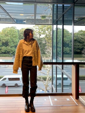 「タートルネック」｜「アイテム（ポロシャツ）」を使った、yuさん（レディース・161cm）の冬コーディネート